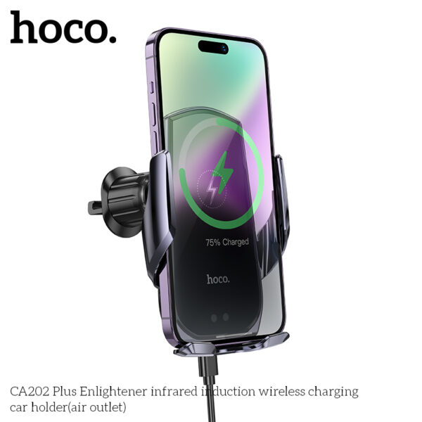 CA202 PLUS Support Voiture à Induction Infrarouge avec Recharge Sans Fil – Image 2