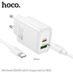 N63 chargeur USB-C 30W avec cable Type C-C Fast charger