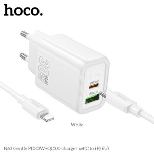 N63 chargeur USB-C 30W avec cable Type C-IP Fast charger