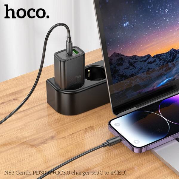 N63 chargeur USB-C 30W avec cable Type C-IP Fast charger – Image 7