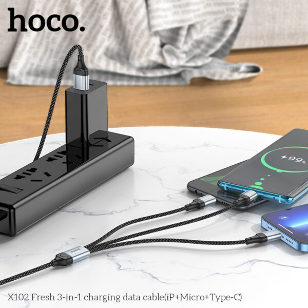 X102 câble de charge 3-en-1  USB vers IP+Type-C+Micro – Image 7